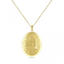 Vintage Oval Filigree Design Pendant Locket Necklace Gold Vermeil