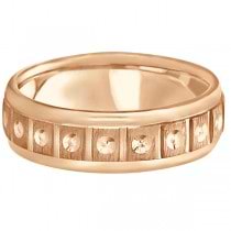 Satin Finish Fancy Carved Wedding Ring For Men 14k Rose Gold (7mm)
