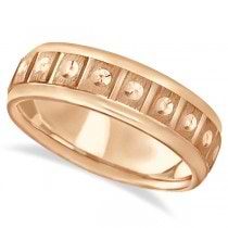 Satin Finish Fancy Carved Wedding Ring For Men 18k Rose Gold (7mm)