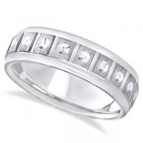 Satin Finish Fancy Carved Wedding Ring For Men Platinum (7mm)