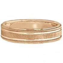 Carved Edged Milgrain Wedding Ring in 18k Rose Gold (5mm)