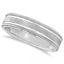 Carved Edged Milgrain Wedding Ring in Platinum (5mm)