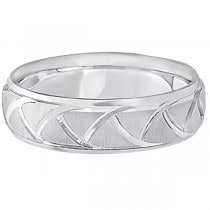 Men's Carved Groove Wedding Band in 14k White Gold (7mm)