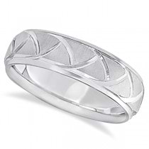 Men's Carved Groove Wedding Band in 18k White Gold (7mm)