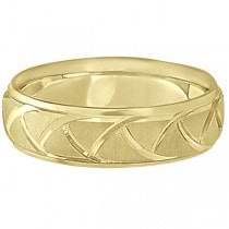 Men's Carved Groove Wedding Band in 18k Yellow Gold (7mm)