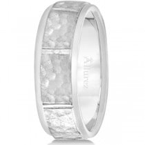 Men's Hammered Wedding Ring Wide Band Palladium (7mm)