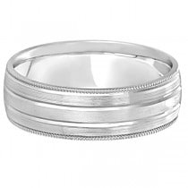 Milgrain Edge Satin Finish Wedding Ring Band Platinum (6mm)