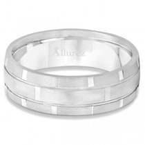 Contemporary Carved Mens Unique Wedding Ring Platinum (6mm)