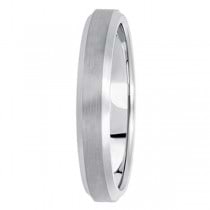Comfort-Fit Carved Wedding Ring Band in 18K White Gold (4mm)