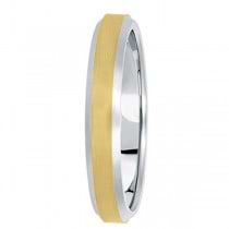 Comfort-Fit  Two-Tone Carved Wedding Band (4mm)