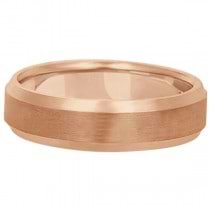 Satin Finish Carved Comfort-Fit Wedding Ring Band 14k Rose Gold (6mm)