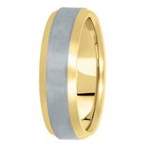 Comfort-Fit  Two-Tone Carved Wedding Band (6mm)