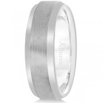 Comfort-Fit Carved Wedding Band in 18k White Gold (7mm)