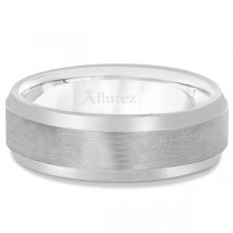 Comfort-Fit Carved Wedding Band in Palladium for Men (7mm)