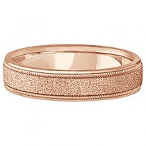 Mens Diamond Cut Carved Wedding Ring Stone Finish 14k Rose Gold (5mm)
