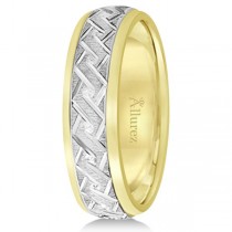 Men's Carved Two-Tone Wedding Band 18k  (5mm)