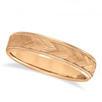 Braided Men's Wedding Ring Diamond Cut Band 14k Rose Gold (5mm)