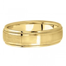Carved Wedding Band in 14k Yellow Gold For Men (5mm)