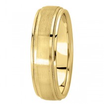 Carved Wedding Band in 18k Yellow Gold For Men (5mm)
