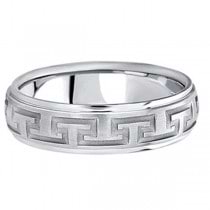 Men's Diamond Cut Carved Wedding Band in 14k White Gold (5mm)