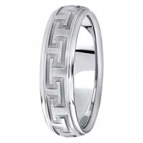 Men's Diamond Cut Carved Wedding Band in 14k White Gold (5mm)