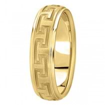 Men's Diamond Cut Carved Wedding Band in 14k Yellow Gold (5mm)