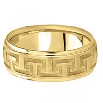 Men's Diamond Cut Carved Wedding Band in 14k Yellow Gold (9mm)