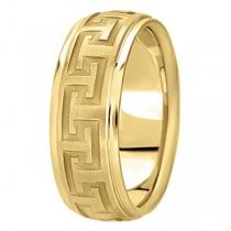Men's Diamond Cut Carved Wedding Band in 14k Yellow Gold (9mm)