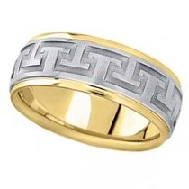 Men's Carved 18k Two-Tone Wedding Band (9mm)