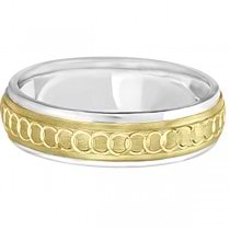Infinity Wedding Band For Men Fancy Carved 14k Two Tone Gold (5mm)