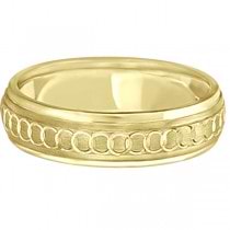 Infinity Wedding Band For Men Fancy Carved 14k Yellow Gold (5mm)
