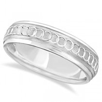 Infinity Wedding Ring For Men Fancy Carved 18k White Gold (5mm)