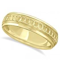 Infinity Wedding Ring For Men Fancy Carved 18k Yellow Gold (5mm)