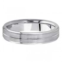 Carved Wedding Ring Band in 14k White Gold (5mm)