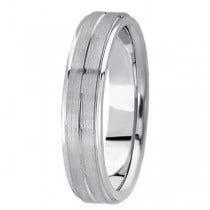 Carved Wedding Ring Band in 14k White Gold (5mm)
