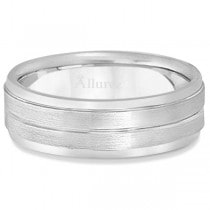 Carved Wedding Band in Palladium For Men (7mm)