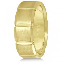 Diamond Carved Wedding Band For Men in 18k Yelllow Gold (8mm)