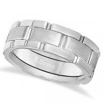 Unique Wedding Band Comfort-Fit in 18k White Gold (8.5mm)
