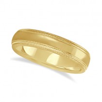 Shiny Double Milgrain Carved Wedding Ring Band 18k Yellow Gold (4mm)