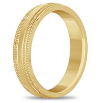 Mens Shiny Double Milgrain Wedding Ring Band 18k Yellow Gold (5mm)