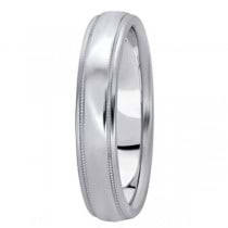Carved Wedding Band in 18k White Gold (4mm)