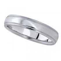 Carved Platinum Wedding Ring Band (4mm)