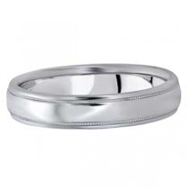 Carved Platinum Wedding Ring Band (4mm)