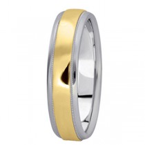 Men's Carved Two-Tone Wedding Band (5mm)