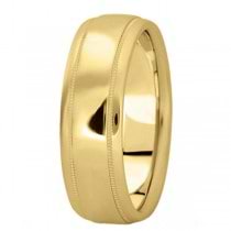 Men's Carved Wedding Band in 18k Yellow Gold (7mm)