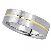 Men's Carved 14k Two-Tone Wedding Band (7mm)