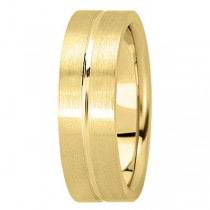 Men's Carved Flat Wedding Band in 18k Yellow Gold (7mm)