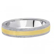 Hand Engraved Two Tone Wedding Band Carved Ring in 18k Gold (4mm)