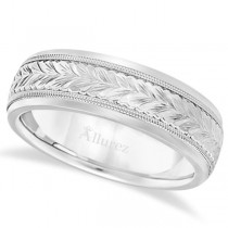 Hand Engraved Wedding Band Carved Ring in Platinum (4.5mm)