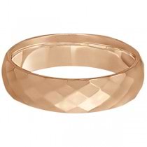 Modern Diamond Carved Wedding Ring 14k Rose Gold (6mm)